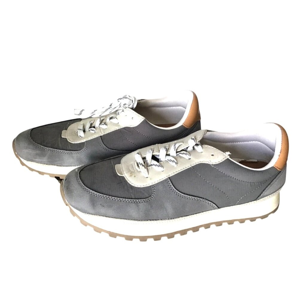 Vintage Gray & White Lace-Up Sneakers with Gum Sole size 9.5